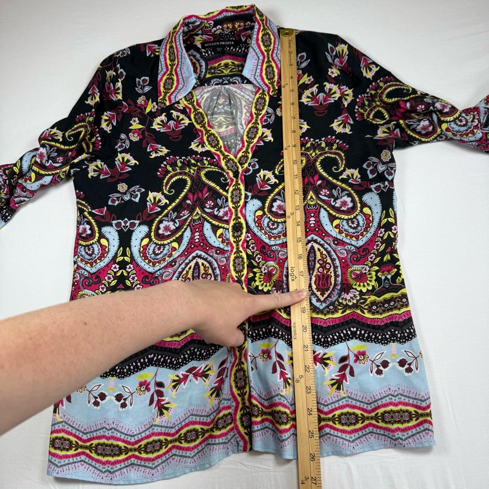 Boston Proper button down blouse flare - Picture 7 of 9